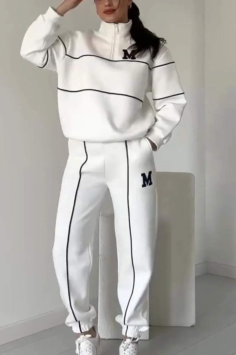 Trendy og Komfortabelt Damesæt med Half-Zip Sweater