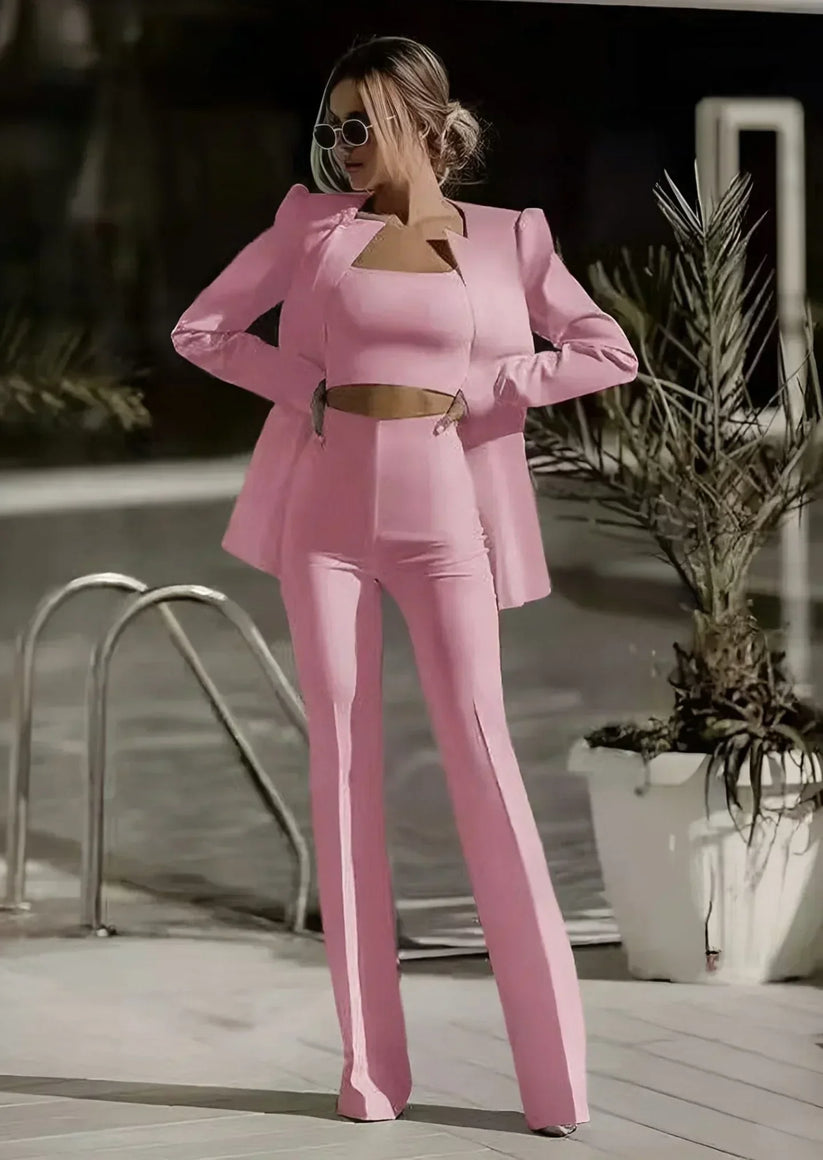 Elegant Dame Blazer & High-Waist Buksesæt