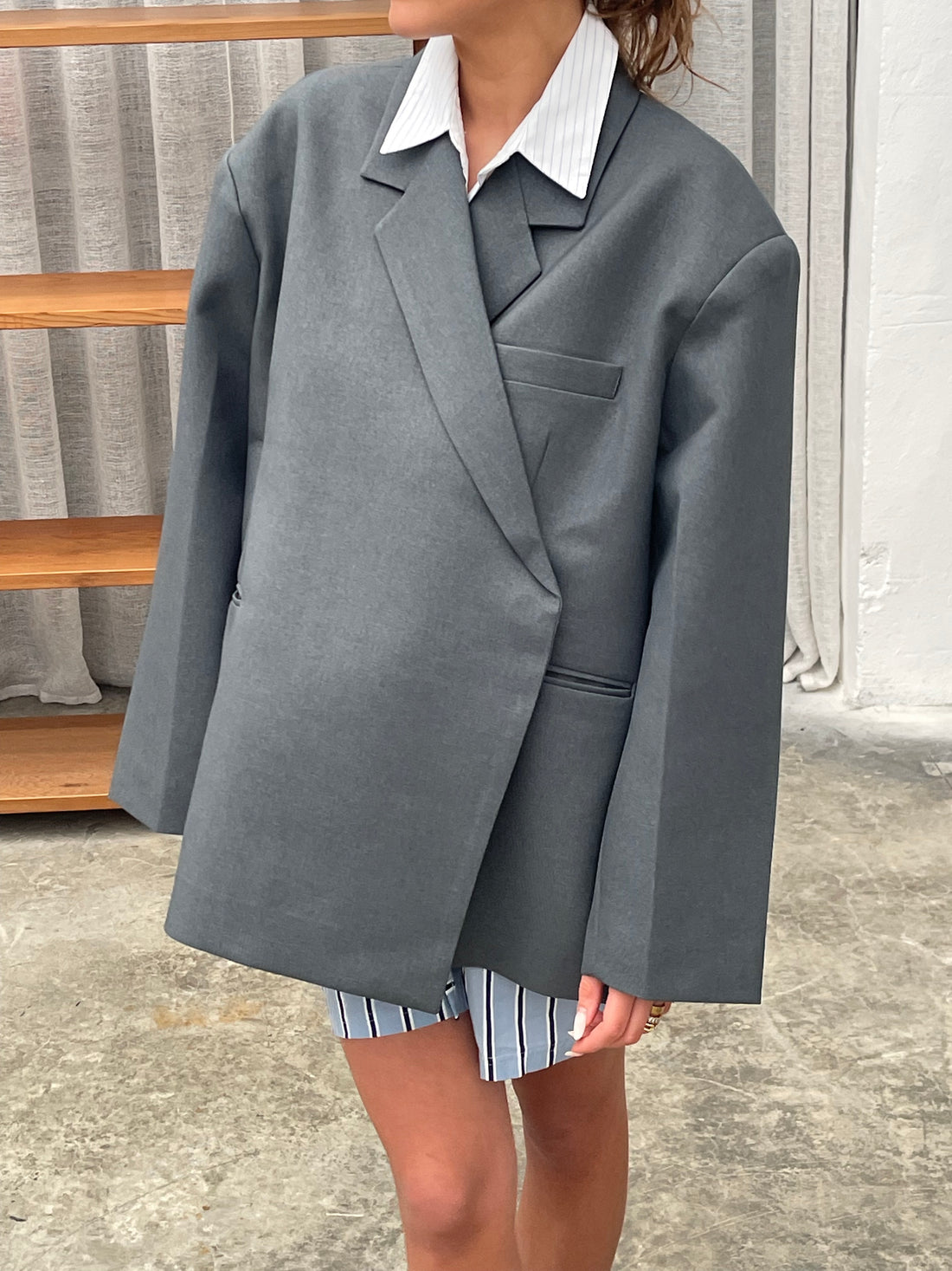 Minimalistisk Chik Lang Oversize Blazer til Damer