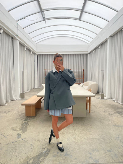 Minimalistisk Chik Lang Oversize Blazer til Damer