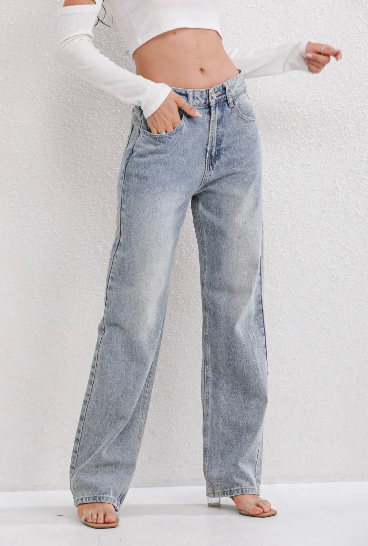 Vintage og Stilfulde Damejeans med Høj Talje og Ripped Detaljer