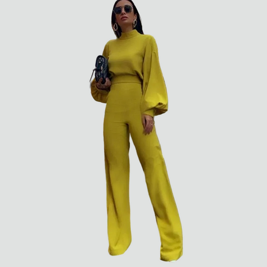 Elegant Jumpsuit til Damer Langærmet Buksdragt i Løst Snit