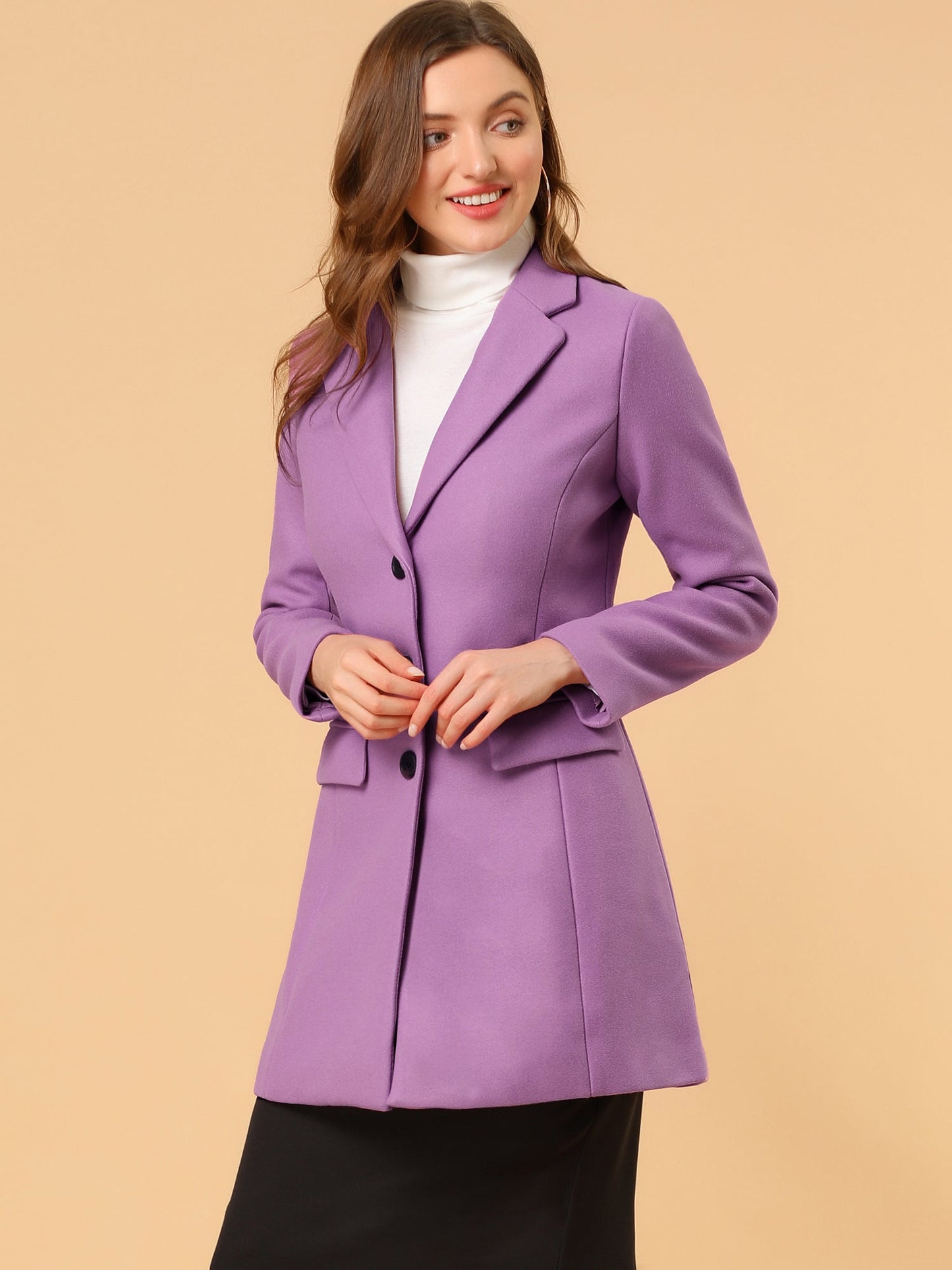 Blød Dame Vinterfrakke med Reverskrave