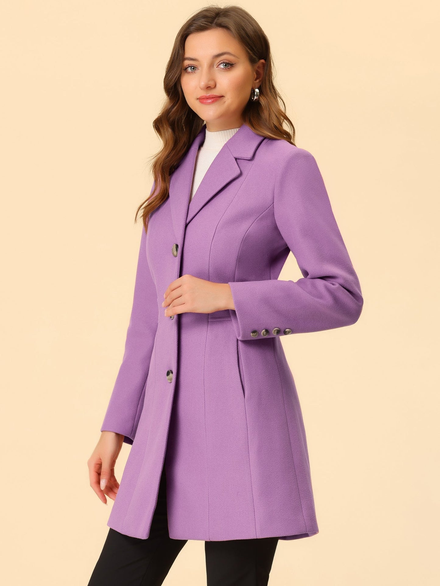 Komfortabel Lang Vinterfrakke til Kvinder med Knapper