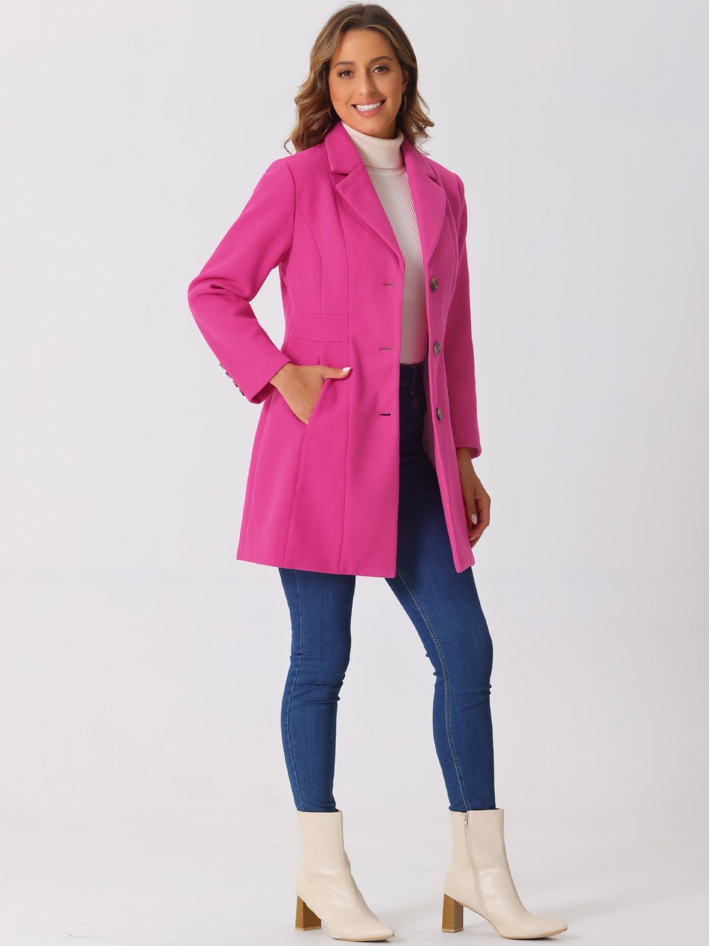 Komfortabel Lang Vinterfrakke til Kvinder med Knapper