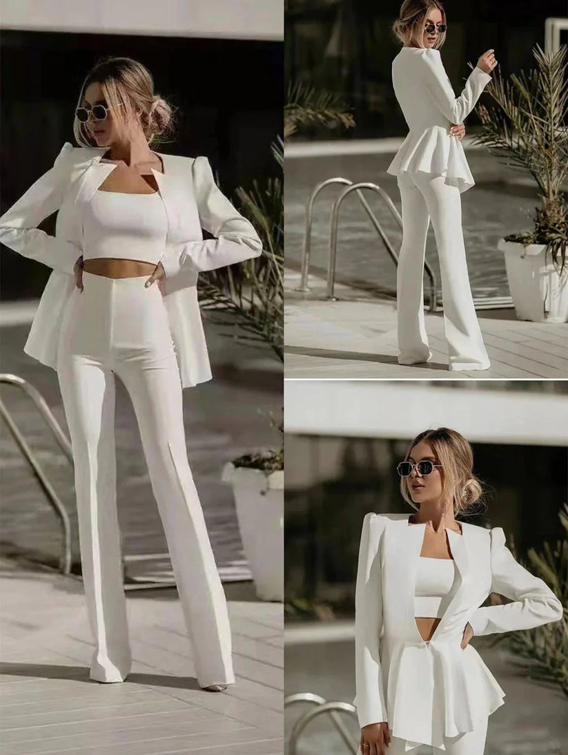 Elegant Dame Blazer & High-Waist Buksesæt