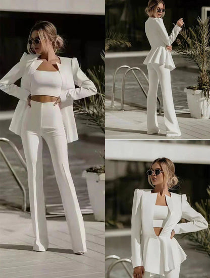 Elegant Dame Blazer & High-Waist Buksesæt