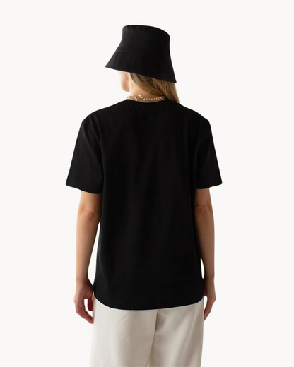 Klassisk Bomulds T shirt til Damer Kortærmet Top i Løst Snit